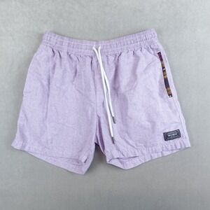 Wowie Shorts Mens Medium Aztec Trim Lavender 6" Inseam Drawstring Pockets